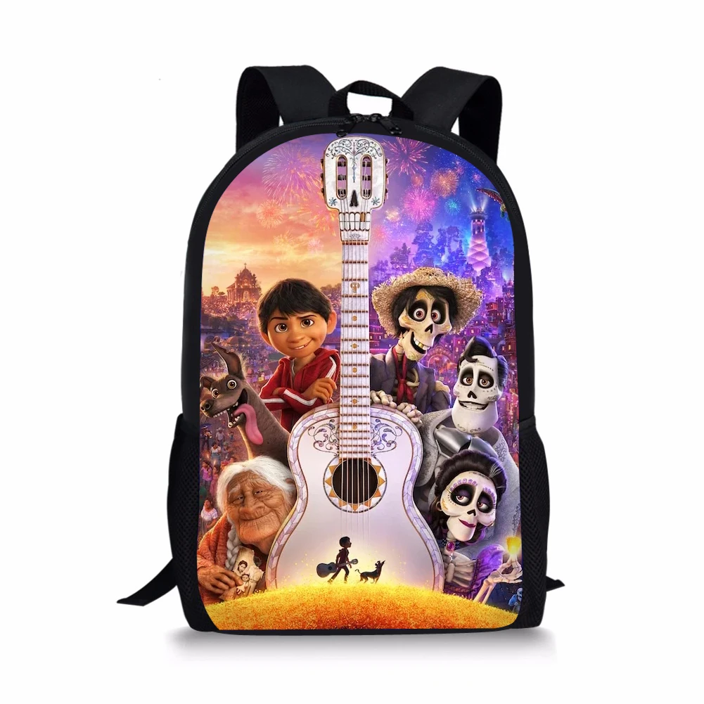 Children's Backpack COCO Music Skull Pattern Students School Bags Colorful Design Book-Bags Mochila Women's Travel Bags