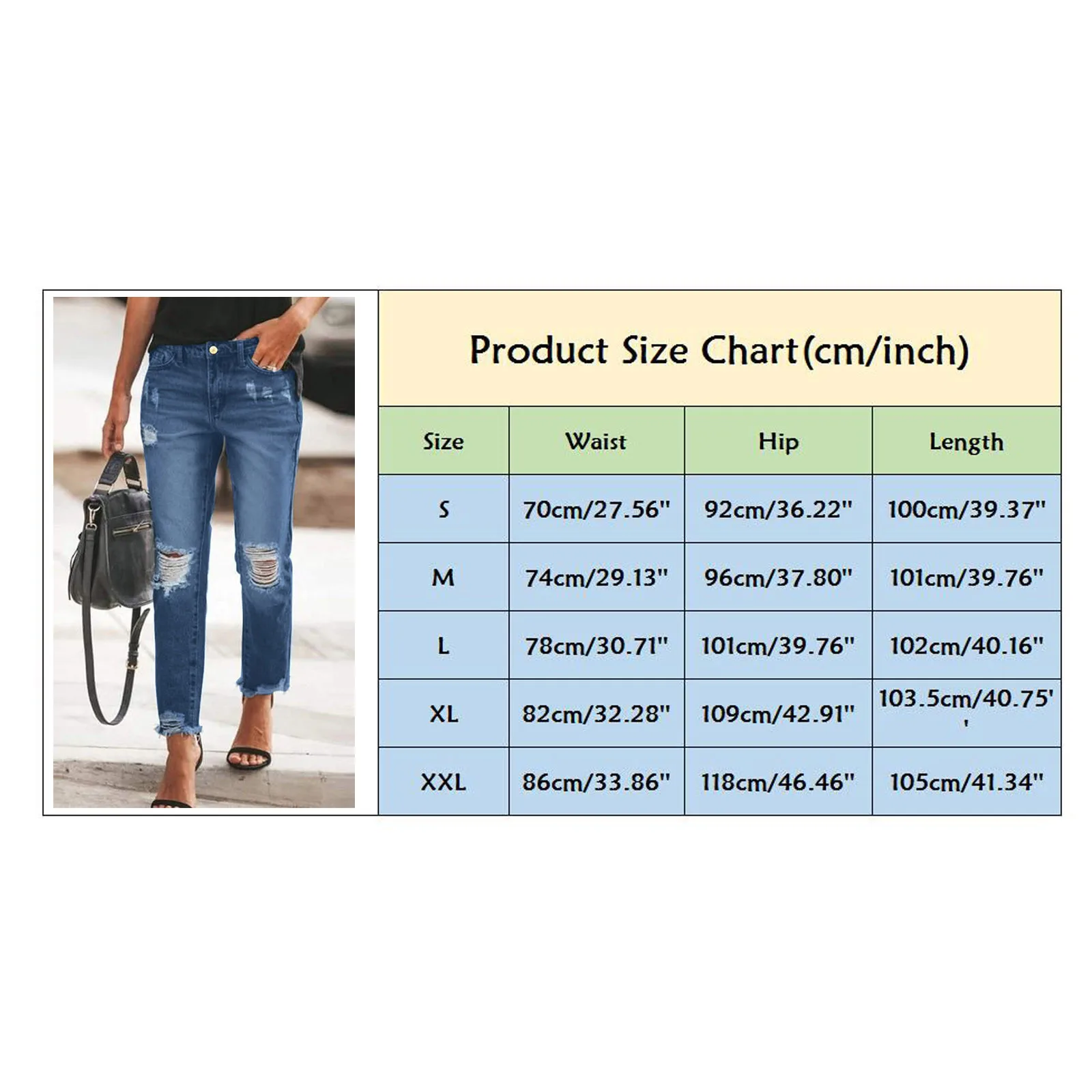 

Jaycosin Jeans Woman High Waist 2021 Fashionable Mid Waist Ripped Boyfriend Distressed Stretch Skinny Denim Jeans Streetwear