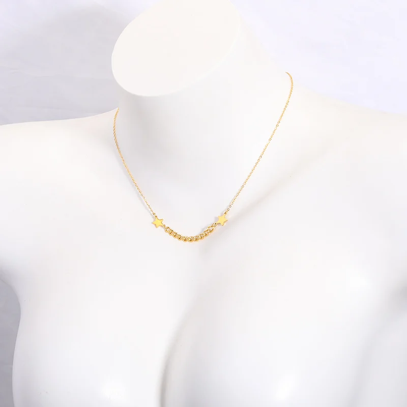 

Cuban Chain Star Pendant Necklace Stainless Steel Gold Star Clavicle Necklaces For Women Fashion Minimalist Jewelry Girls Gifts