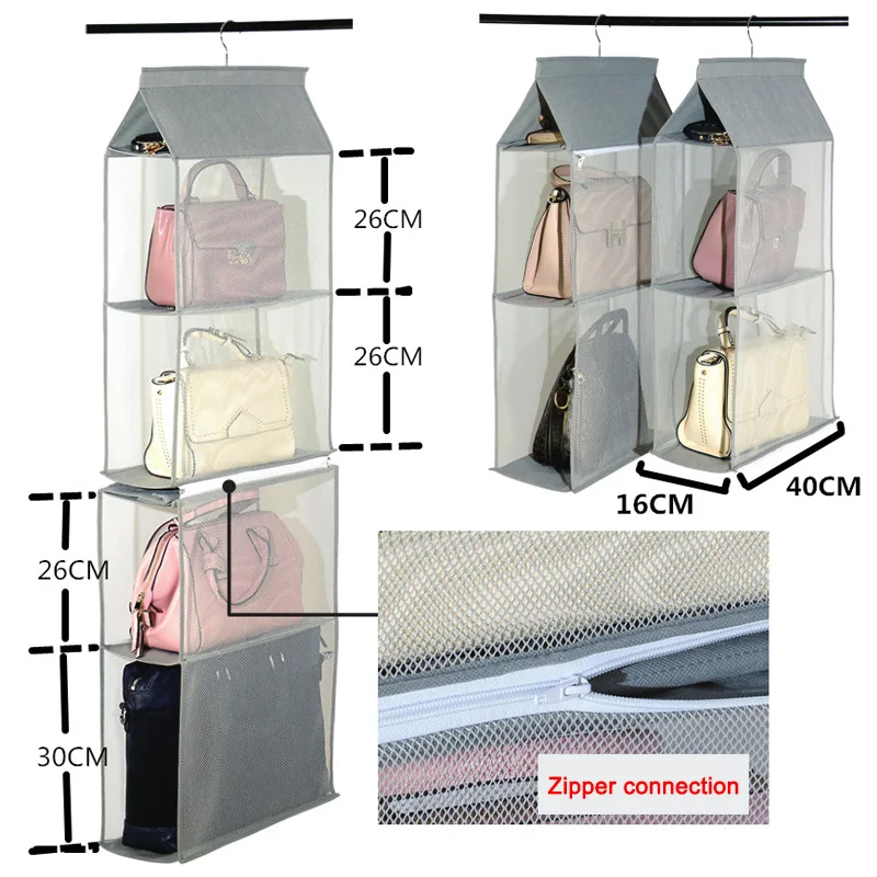 

Hot Handbag Organizer Removable Wardrobe Hanging Non Woven Fabric Closet Detachable Storage Bag D6