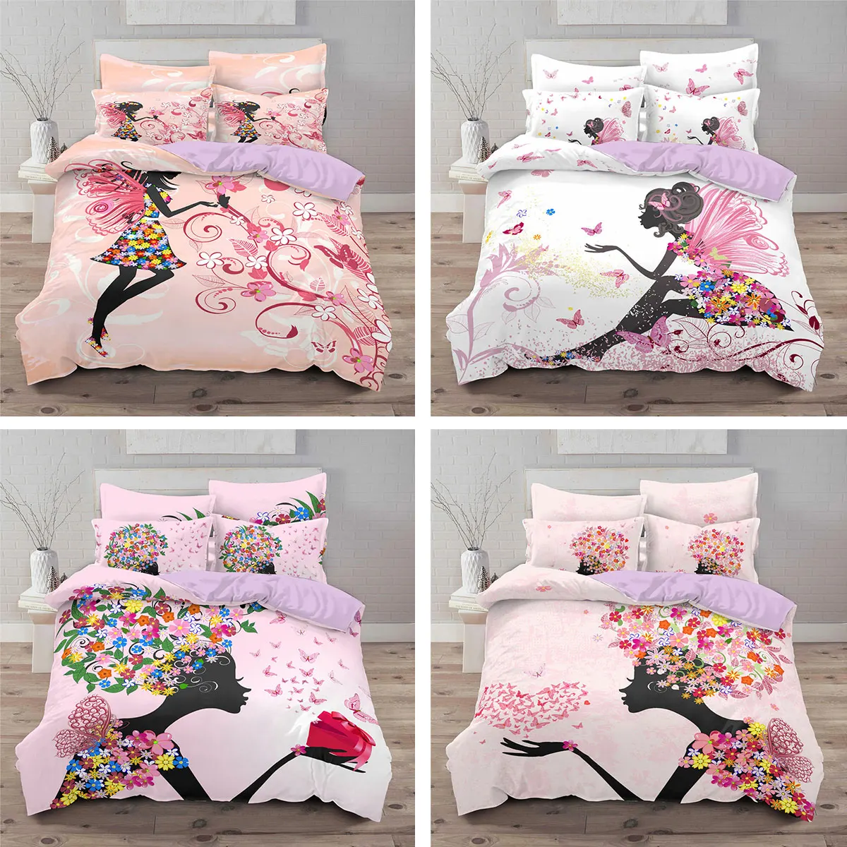 

Комплект постельного белья для девочек, Детский комплект из 2/3 предметов, с 3d-рисунком героев мультфильмов, сказочное мягкое стеганое одеял...