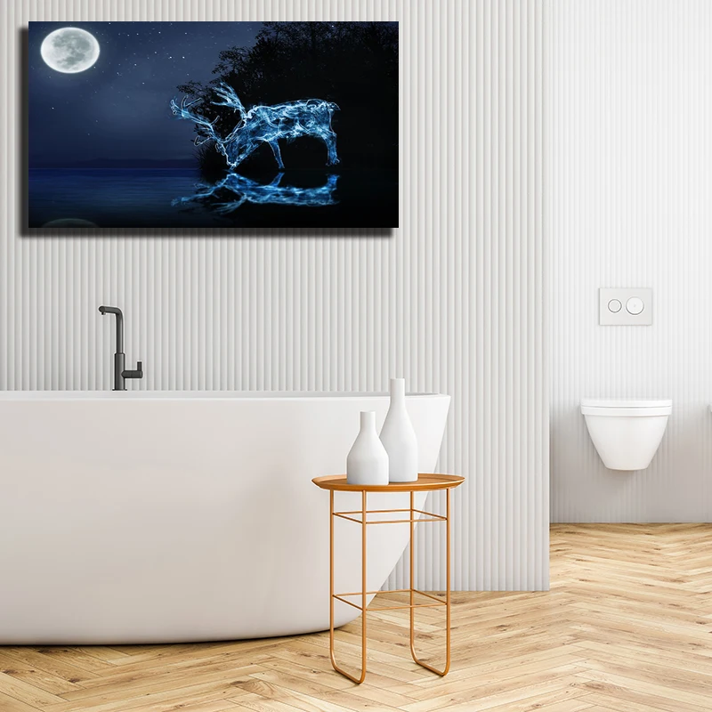 

Glowing Deer Poster Canvas Painting Wall Art Animal Picture for Living Room Home Decor (No Frame)
