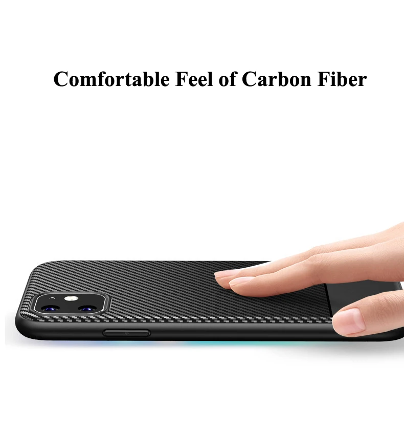 For iPhone 11 Pro Max 11Pro XS XR 6 6s 7 8 Plus X Case Silicone Phone Cover Soft TPU Carbon Fiber Bumper Funda |
