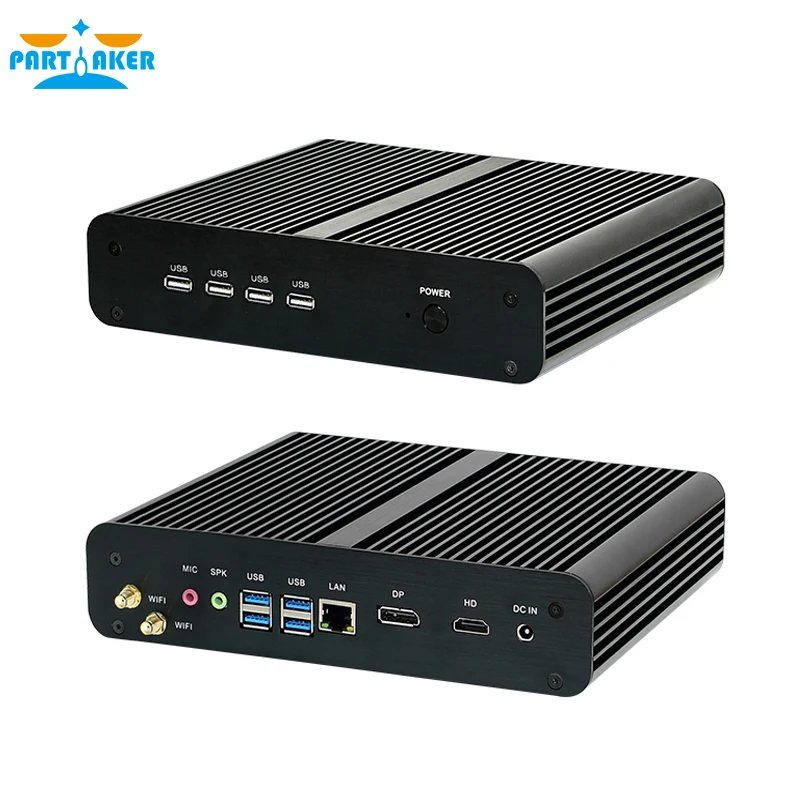 Новый безвентиляторный мини-компьютер Partaker Intel i7 10710U Настольный ПК Windows 10 2 * DDR4 M.2