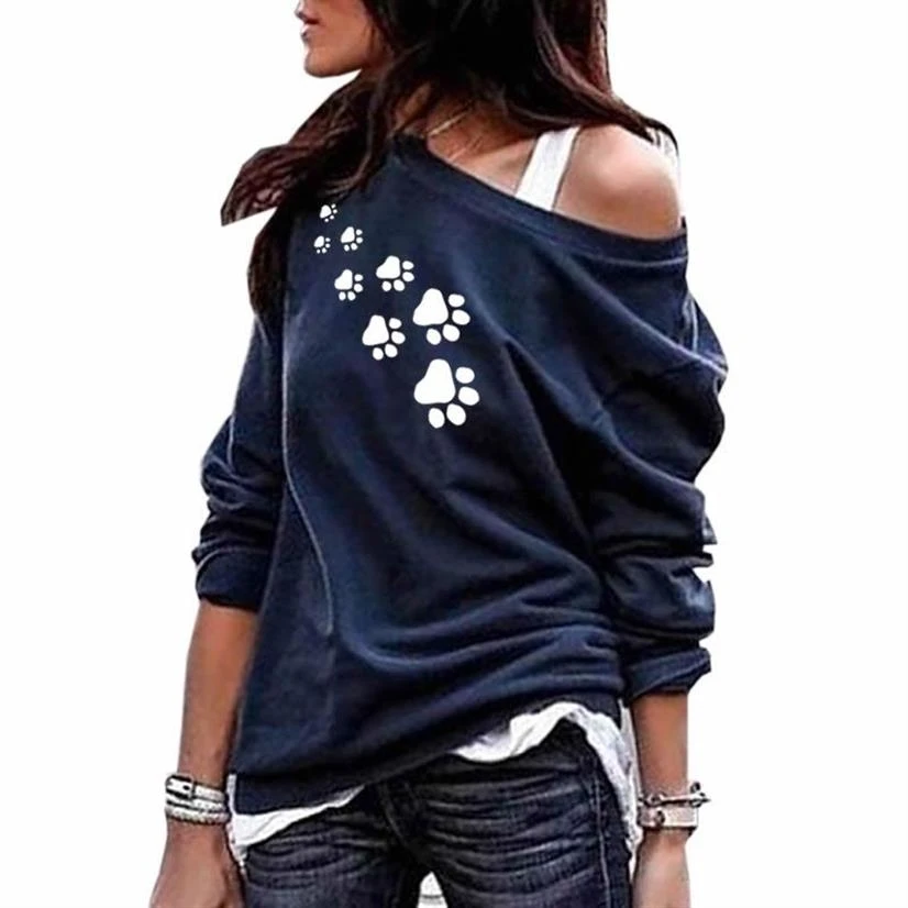 Женская Повседневная хлопковая толстовка с принтом в виде собачьей лапы | одежда