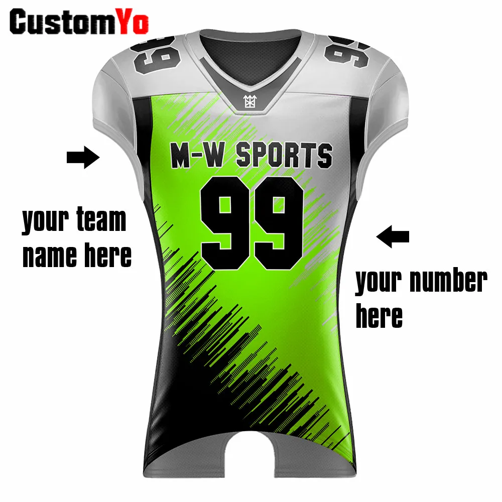 Сублимация на заказ Молодежная зеленая черная Американская Футбольная команда