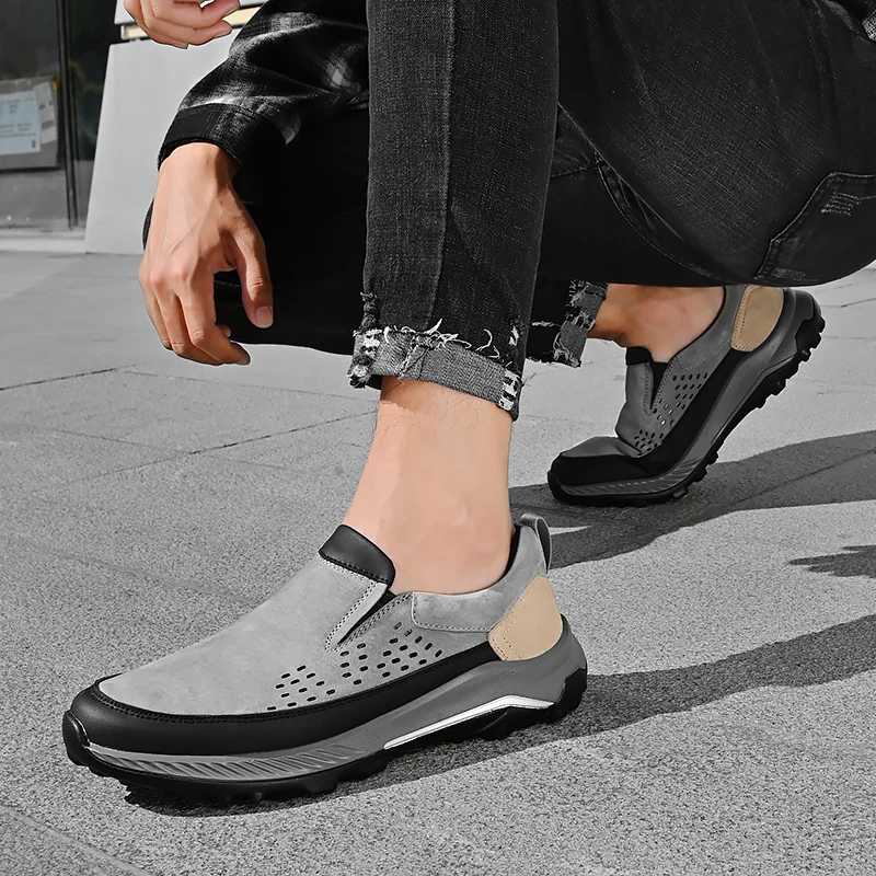

FIXSYS Summer Breathable Casual Loafers Suede Flat Moccasins High Quality Mens Driving Shoes Fashion Male Street Walking Shoes