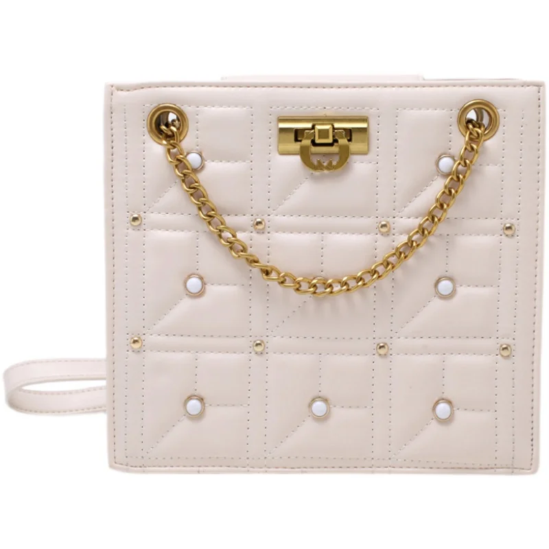 

Square Luxury brand Tote Bag 2021 Fashion New High-quality PU Leather Women's Designer Handbag Chain Shoulder Messenger Bag