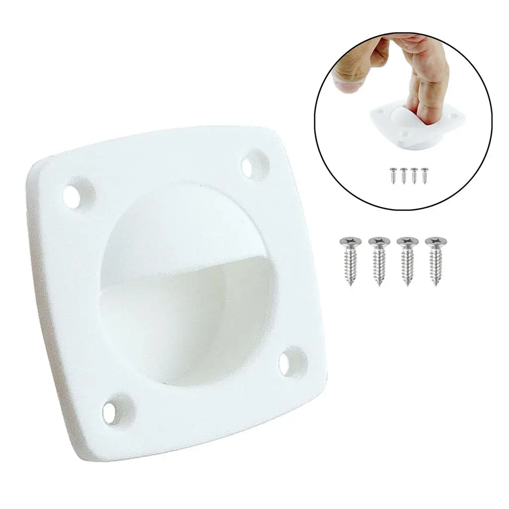 

1pc White Recessed Flush Sliding Door Pull Handle Square Hatch Handle Marine Yacht Cabin Accessory 59x59mm