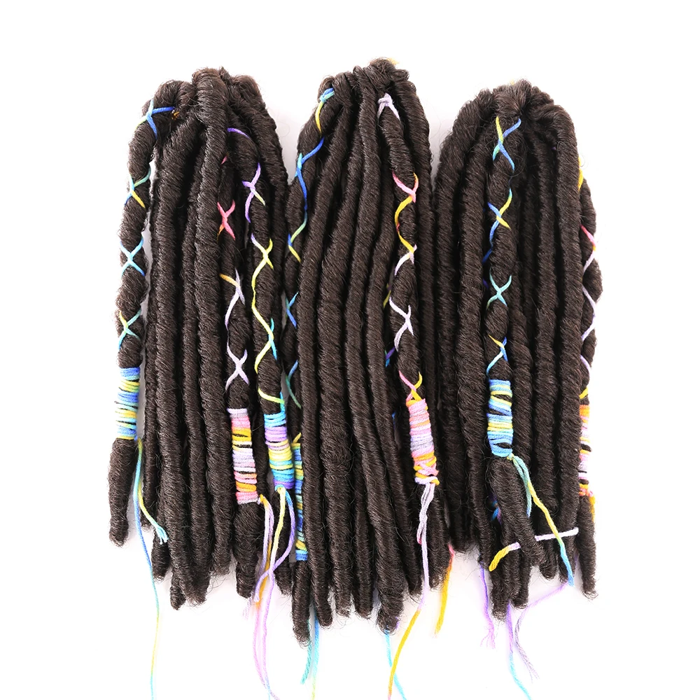

Synthetic Dreadlock Braids Hair Extensions with Colored Line Dreadlocks Braiding SOKU Hip Hop Hairstyle Faux Locs Crochet Braids
