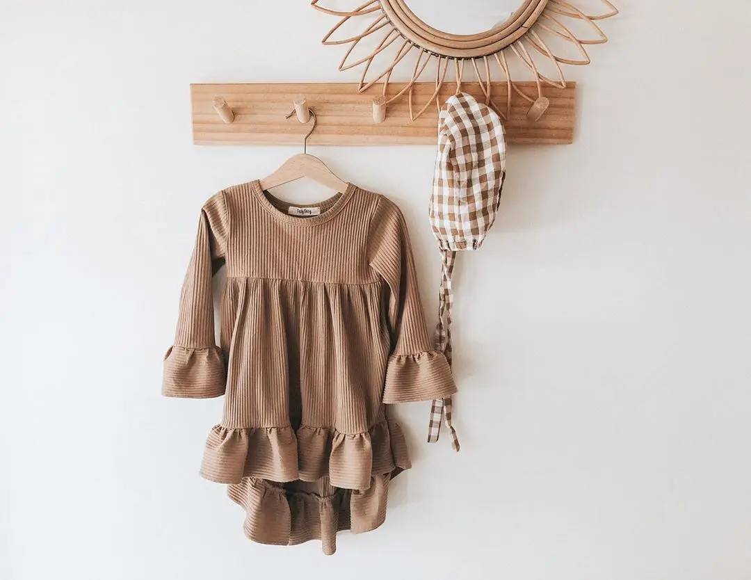 Платье принцессы для маленьких девочек осеннее вязаное однотонное платье-пачка