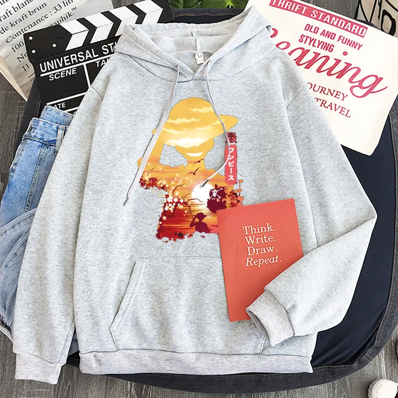 

2021 kpop Hoodies printe One Piece Sunset Impression Sweatshirts Pullover oversize Harajuku Hooded Loose ulzzang trend Top