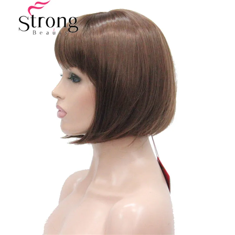 31 Auburn StrongBeauty Auburn короткий прямой Боб с челкой синтетические волосы женские полный парик центр кожи Топ - Цвет: 31 Auburn