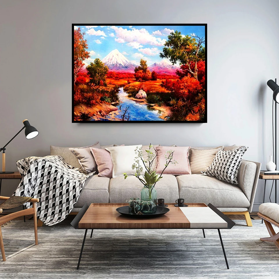

30x40 Diy Diamond Painting 5d for Home Decor , Living Room Decoration ,Mount Fuji，Forest