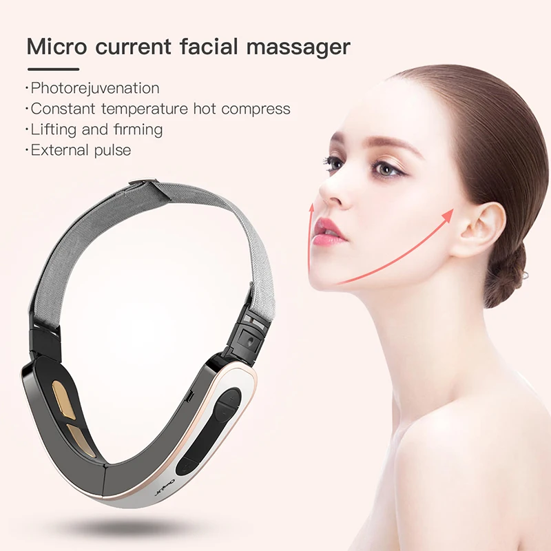 

Chin V-Line Up Lift Belt Machine EMS Micro-current Therapy Face Slimming Vibration Massager Facial Lifting Device V Face care