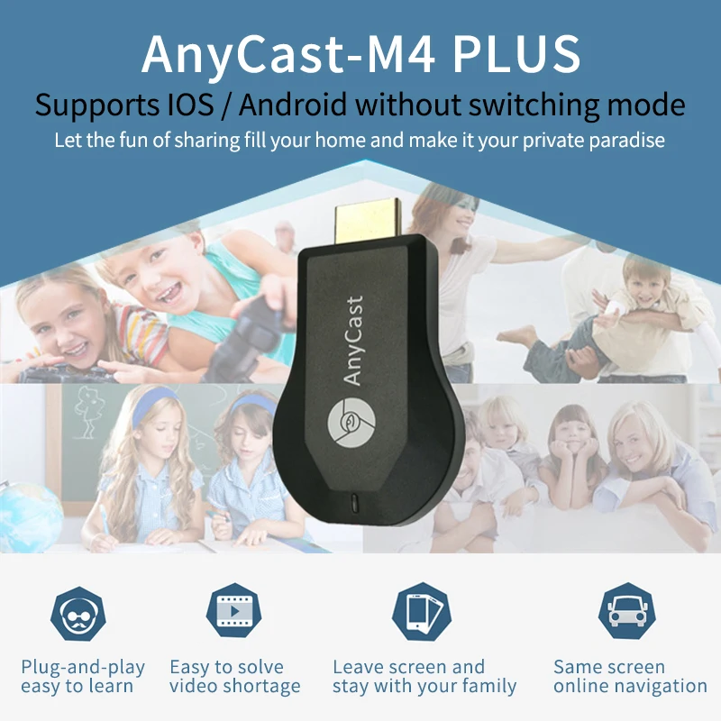 ТВ-приставка для AnyCast M4 Plus беспроводной Wi-Fi приемник 1080P дисплей HDMI медиаплеер