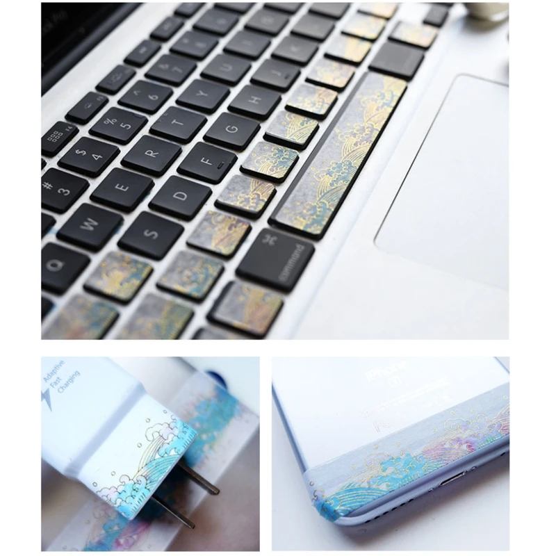 

High-Grade Bronzing Wave Pattern Washi Tape Scrapbooking Decorative Adhesive Tapes Paper Stationery Sticker