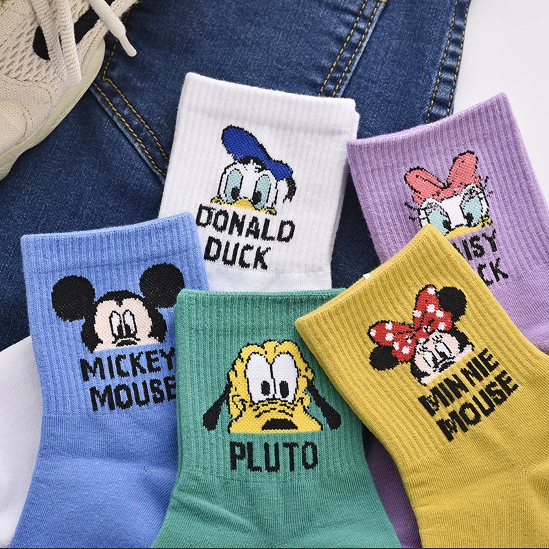 Calcetines de tubo de dibujos animados para ni&ntilde;o y ni&ntilde;a, calcet&iacute;n informal de princesa, con dise&ntilde;o de Disney, Pato Donald, Mickey, Minnie mouse, xxx-3