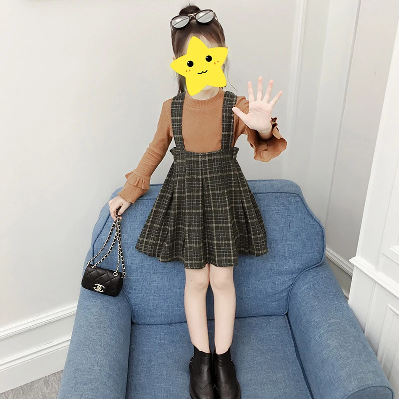 19 новая милая детская одежда для маленьких девочек клетчатая юбка-комбинезон без