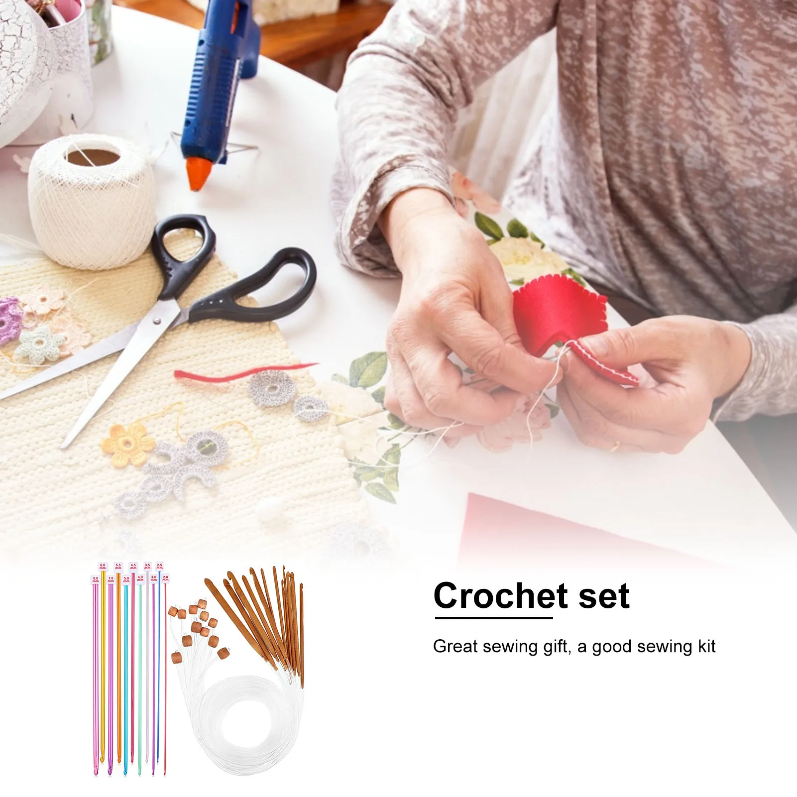 

23PCS DIY Hand Sewing Tools Bodkin Tunisian Crochet Hooks Set 3-10mm Cable And 2-10mm Bead Carbonized Carbonize Knitting Needle