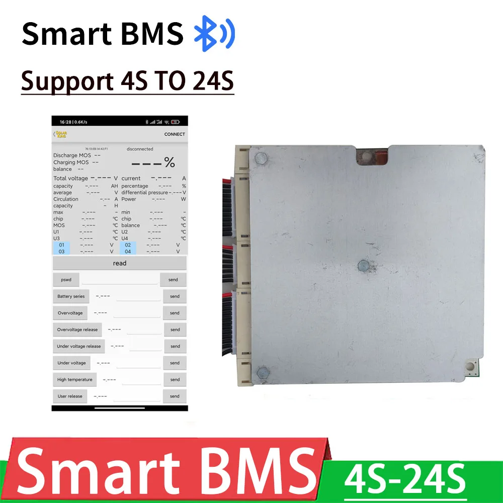 

APP Smart BMS 4S~ 24S 50A 100A 200A Lithium Battery Protection Board Li-ion LifePo4 LTO Bluetooth 7S 8S 13S 14S 16S 20S 48V 60V