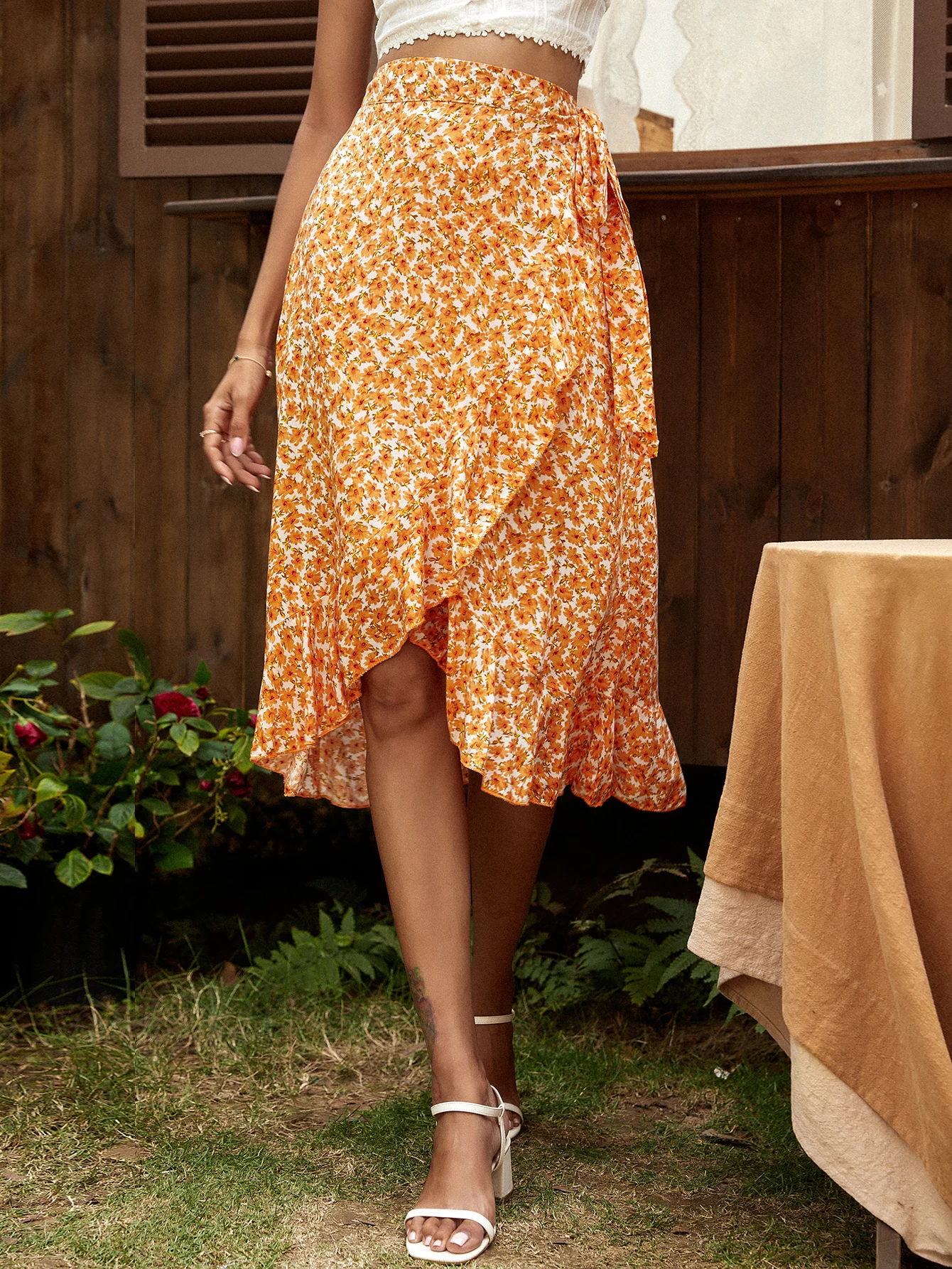 

Printing Skirt 2021 Summer Fashion Women's Skirt Irregular Ruffled Lace-up Women's skirt