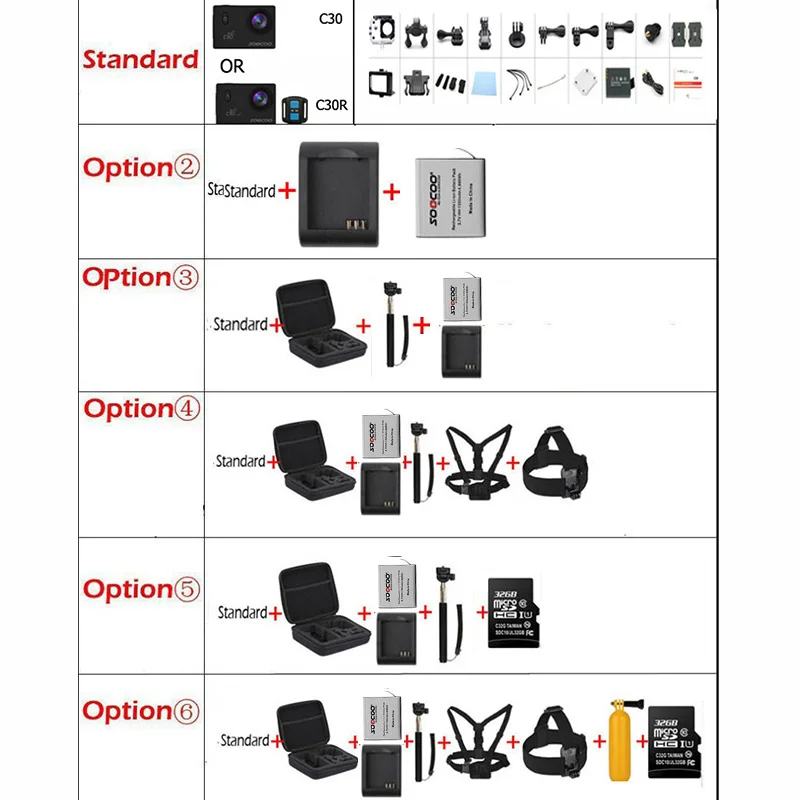 

Original SOOCOO C30 / C30R Action Camera 20MP 4K Wifi Ultra HD 1080P/60FPS Waterproof Mini Cam Bike Outdoor Dv Sport Camera