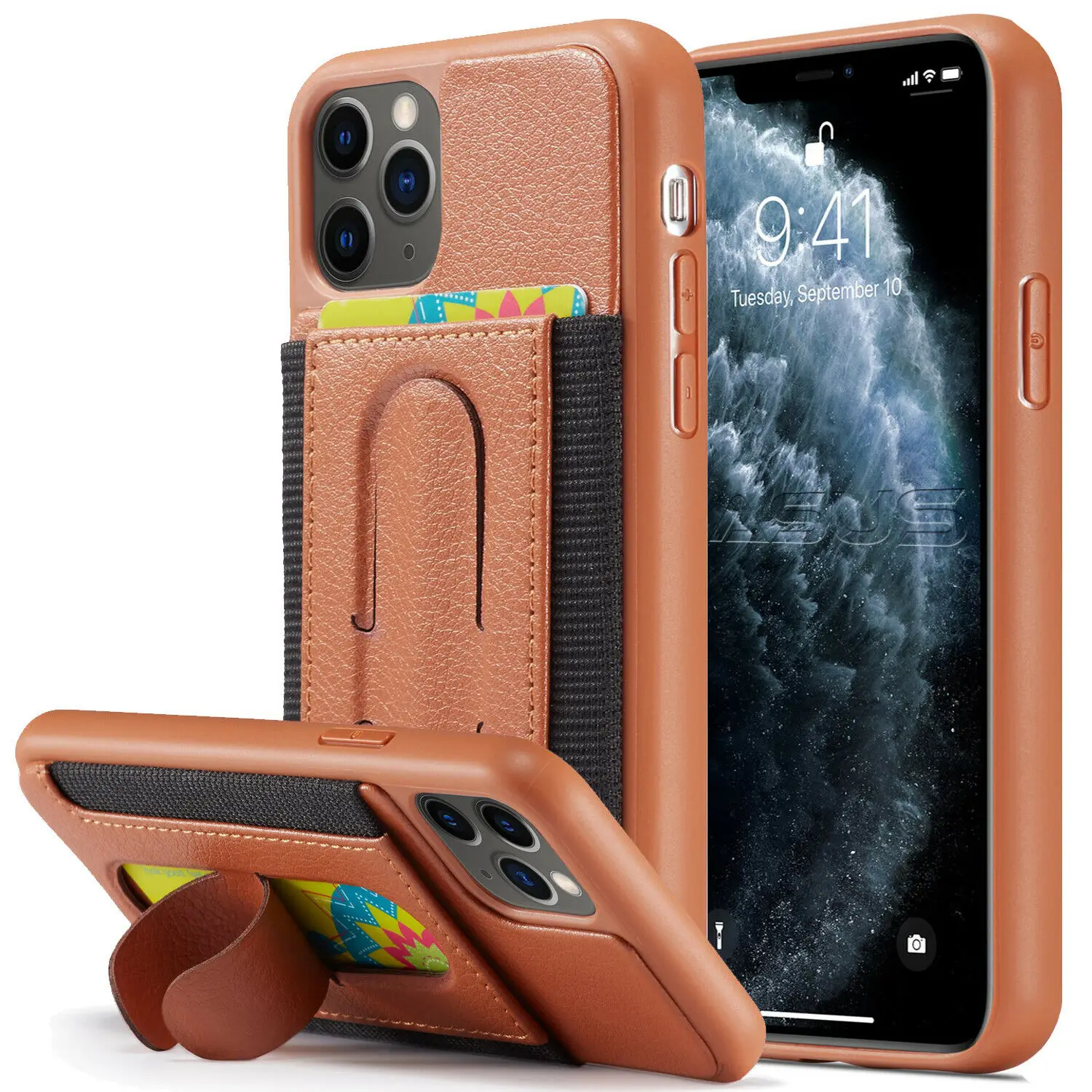 Роскошный кожаный чехол-накладка с отделениями для карт iPhone 11 Pro Max ударопрочный