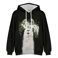 fashion design alpaca print small cartoon animal 3d sweatshirt lady hoodies clothing cute girl pullover street jacket harajuku