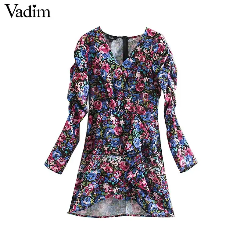 Vadim женское стильное мини платье с цветочным узором на молнии сзади длинным