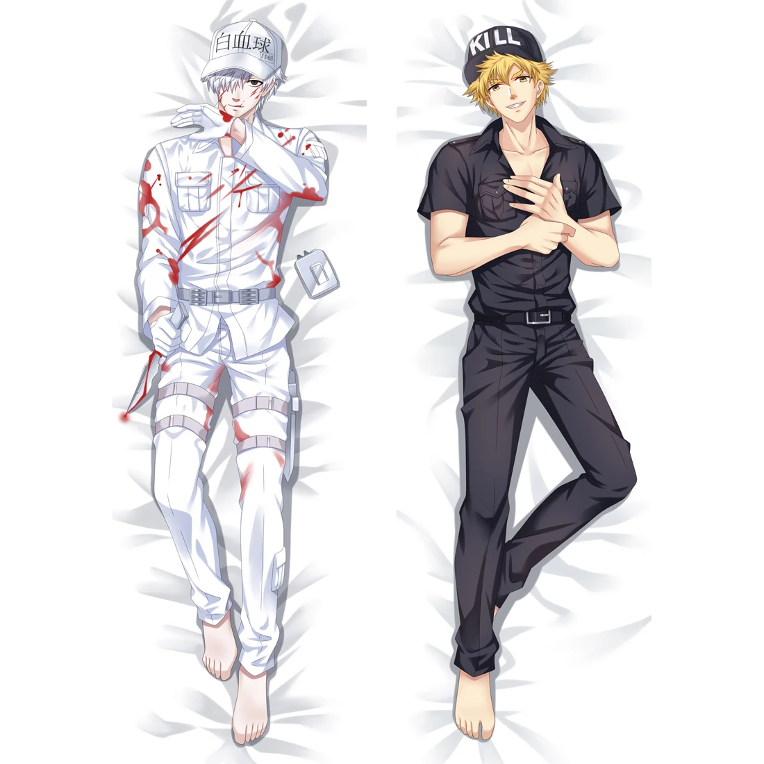 

Anime Cells at Work Dakimakura Killer T Cell Hugging Body Pillow Case White Blood Cell Pillow Cover Pillowcase Peach Skin