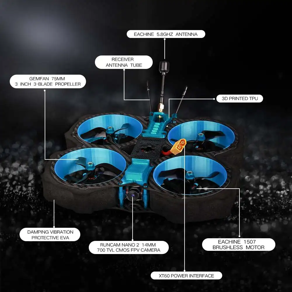 eachine cvatar 142 мм 6s4s 3 дюймовый cinewhoop канал fpv го