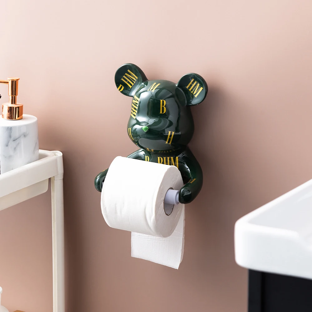 

Abstract Bear Tissue Holder Wall Decor Resin Animal Model Bathroom Home Decor Accessories Nordic Style Fashion Ornament Gifts