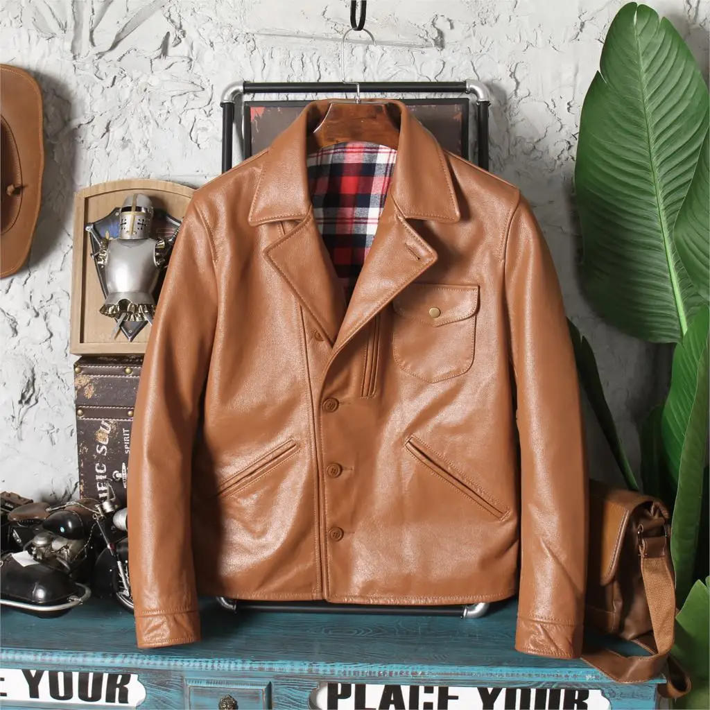 

Стильная Вощеная новая кожаная одежда из натуральной кожи Мужская облегающая мотоциклетная кожаная куртка с Диагональной молнией