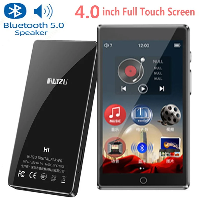 MP3 плеер Bluetooth 5 0 RUIZU H1 сенсорный экран 4 дюйма встроенный динамик с поддержкой FM