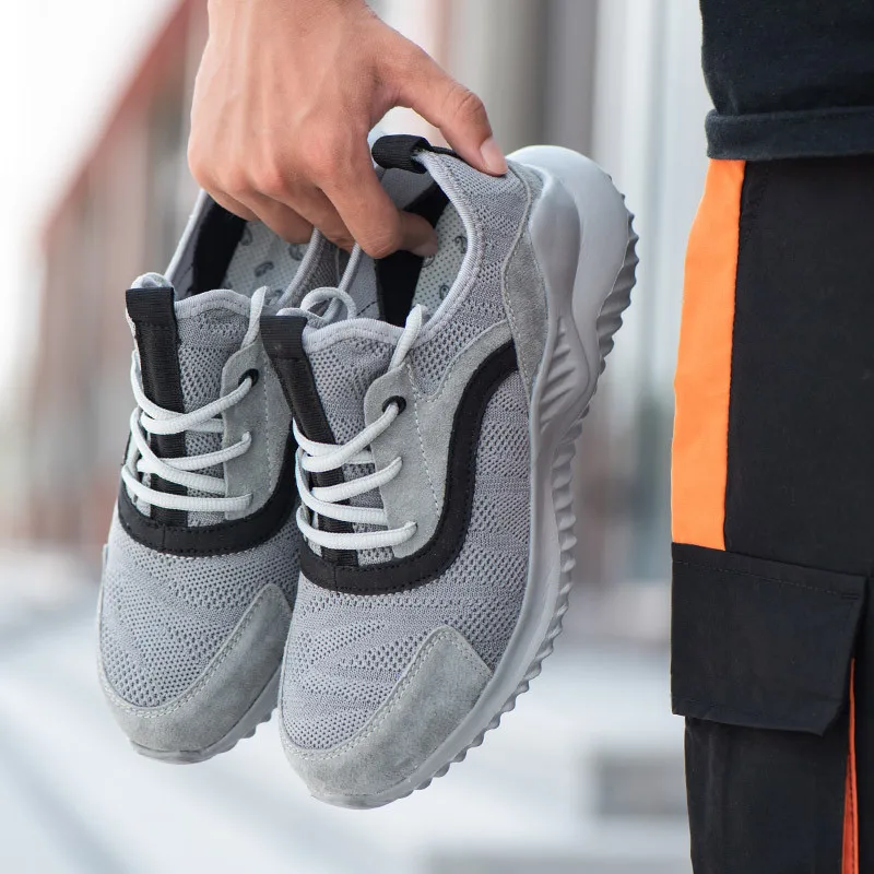 

Ultralight Work Shoes Soft Bottom Breathable Anti-smashing Work Safety Boots Men Steel Toe Sneakers Men Safety Shoes for Men