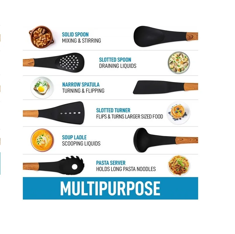 7 шт./комплект нейлоновые кухонные приборы с вращающейся подставкой набор