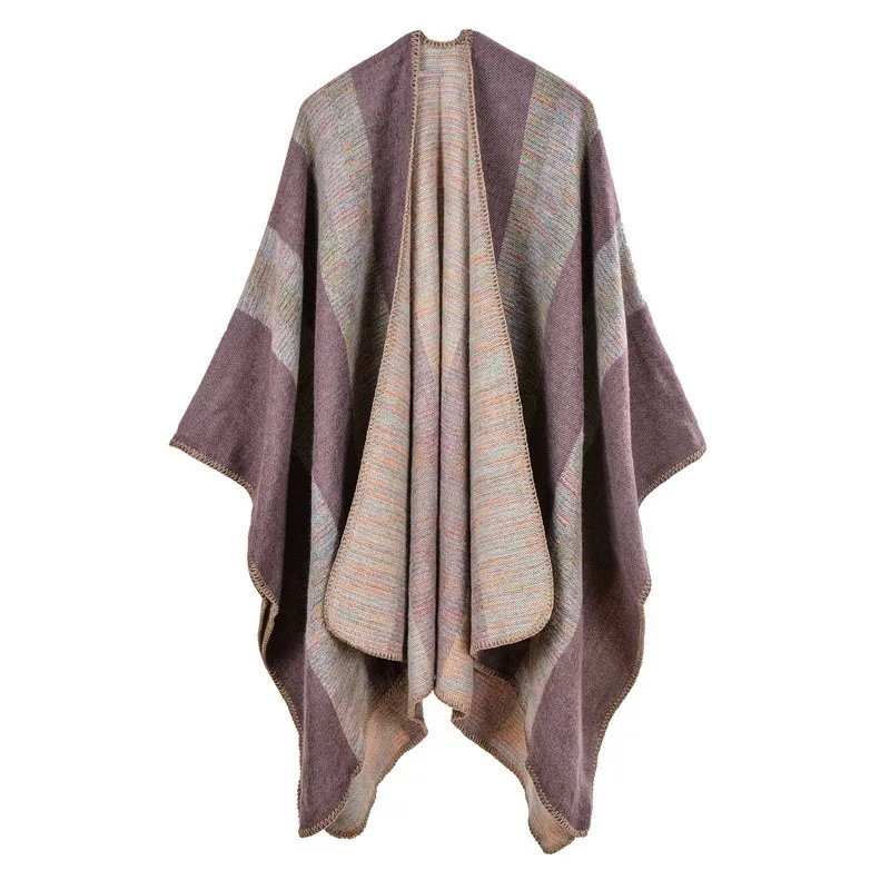 

Ethnic Strips Soft Women Scarf Cashmere Imitation Ladies Long Windproof Cape Ladies Shawl Wraps Lady Poncho Fashion