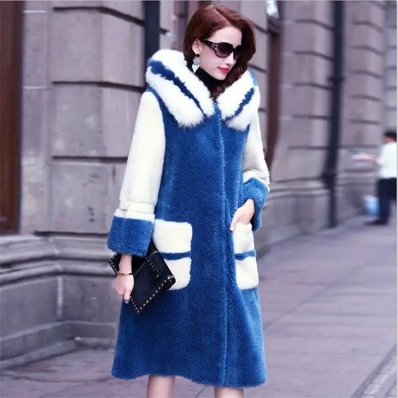 2021 зимнее утолщенное теплое женское меховое пальто с капюшоном длинное из