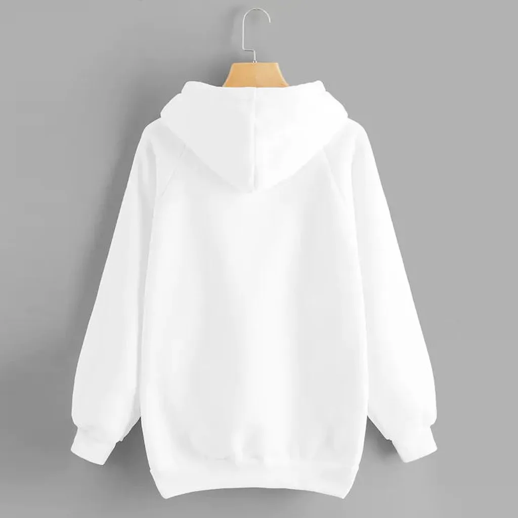 Осенне-зимняя толстовка с капюшоном, пуловер, женские толстовки, Повседневная однотонная толстовка с карманом, верхняя одежда, пальто, Женский пуловер, толстовка