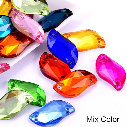 Mix Color Горячее предложение! Распродажа! 3 размера красный S лист формы пришить стразы с отверстиями Flatback Стеклянные стразы шьют-на Стразы для шитья одежды B0176 - Цвет: Mix Color