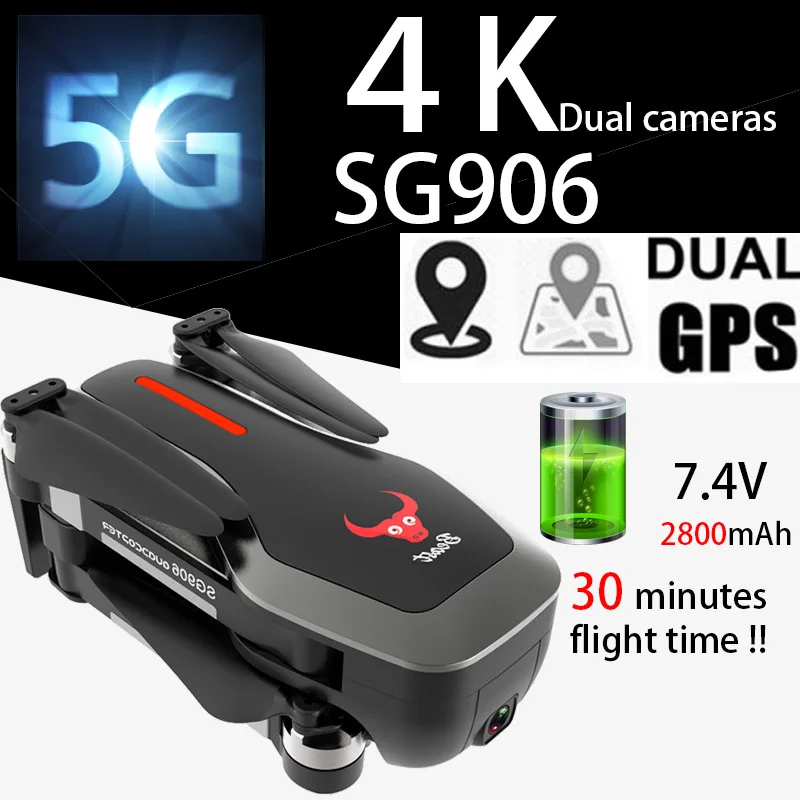 SG906 двойной GPS Профессиональный беспилотный летательный аппарат 5G WI FI с видом от