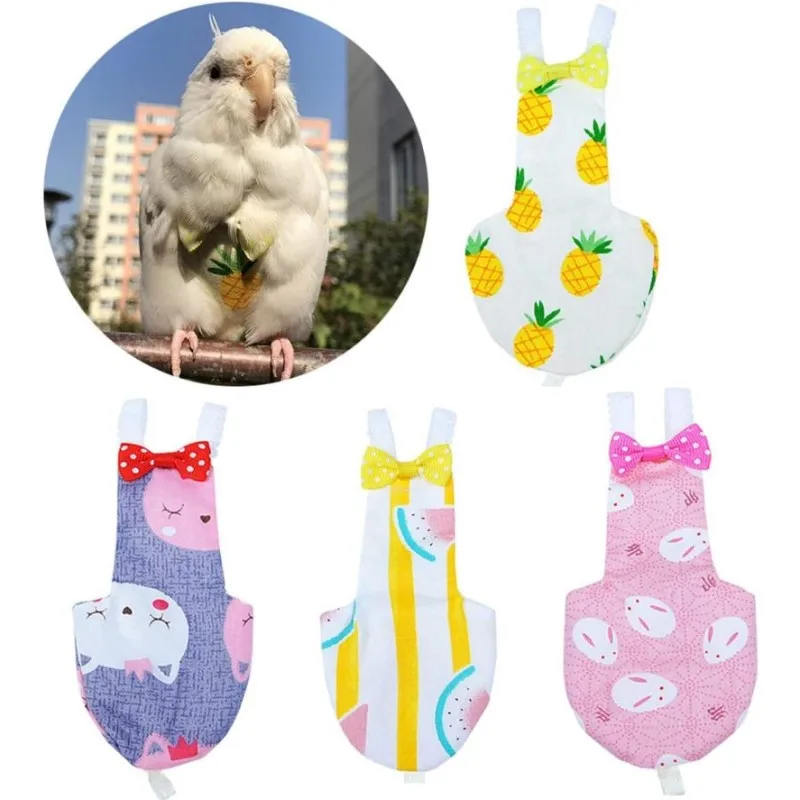 

Bird Diaper Parrot Washable Nappies For Parakeet Cockatiel Macaw Budgie Canary Flight 2 Pcs Diaper Soft Suits With Leash Hole