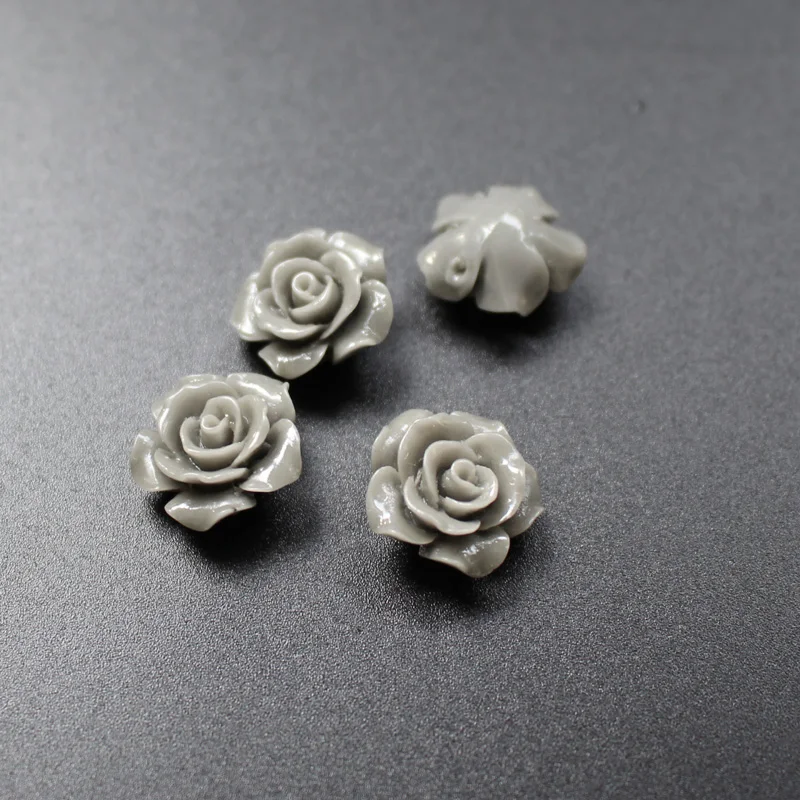 Gray 10 шт. 12 мм 15 мм коралловые бусины Camelia коралловые Цветочные бусины кабошон многоцветные для изготовления ювелирных изделий - Цвет: Gray