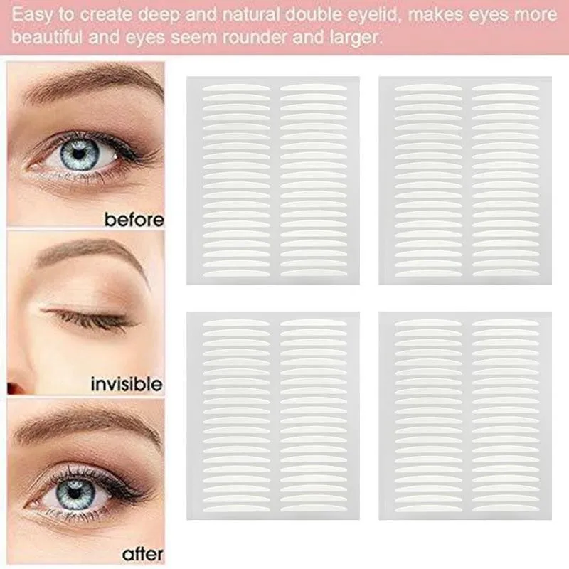 

200 Pairs Big Eyes Make Up Eyelid Sticker Double Eyelid Tape Fold Self Adhesive Stickers Makeup Clear Beige Invisible Tools