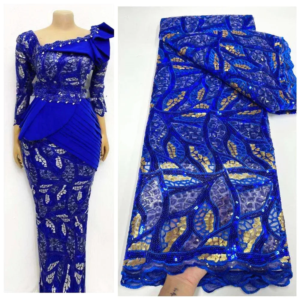 

Nigerian Wedding Mesh Sequins Lace High Grade 2021 African French Net Fabric With Gold And Color Small Sequin Fabric F3265