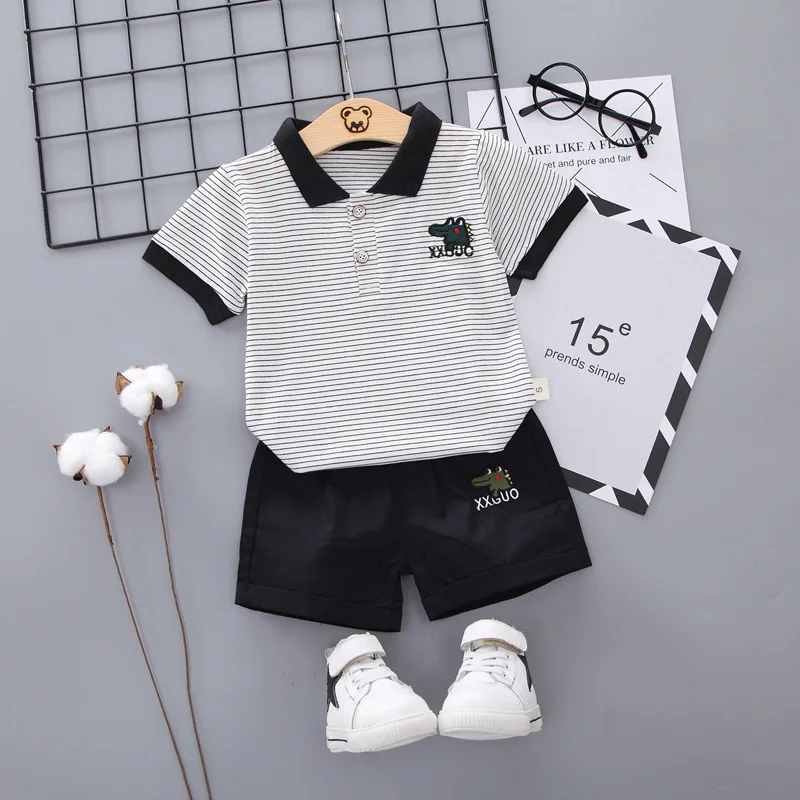 

2020 summer new children's clothes kids clothing baby boy suit cartoon short sleeve shirt + pants 2 pieces Boy Sets