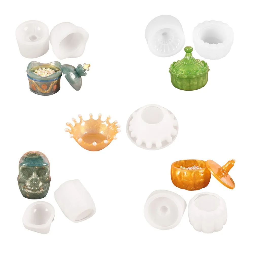

Newly Storage Box Molds Silicone 3D Jewelry Box Mould with Lid Storage Jar Trinket Mold for DIY Art Casting Decorating Tool