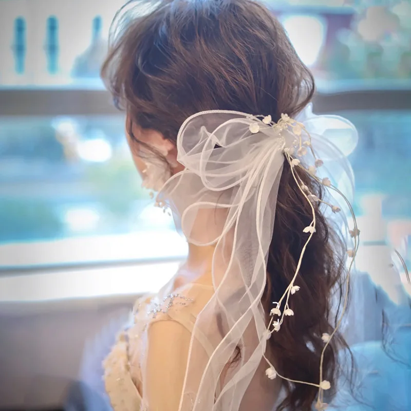 

Bride Wedding Hair Accessories Yarn Flower Bridal Headwear Haar Accessoires For Women Tocado Novia Ozdoby Do Wlosow Fascinator