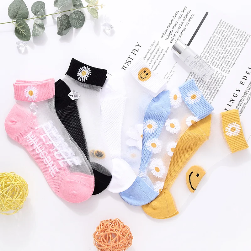 

HYRAX Цветочные Носки женские тонкие кружевные чулки с небольшим рисунком кружевные сексуальные модные женские носки с хризантемой